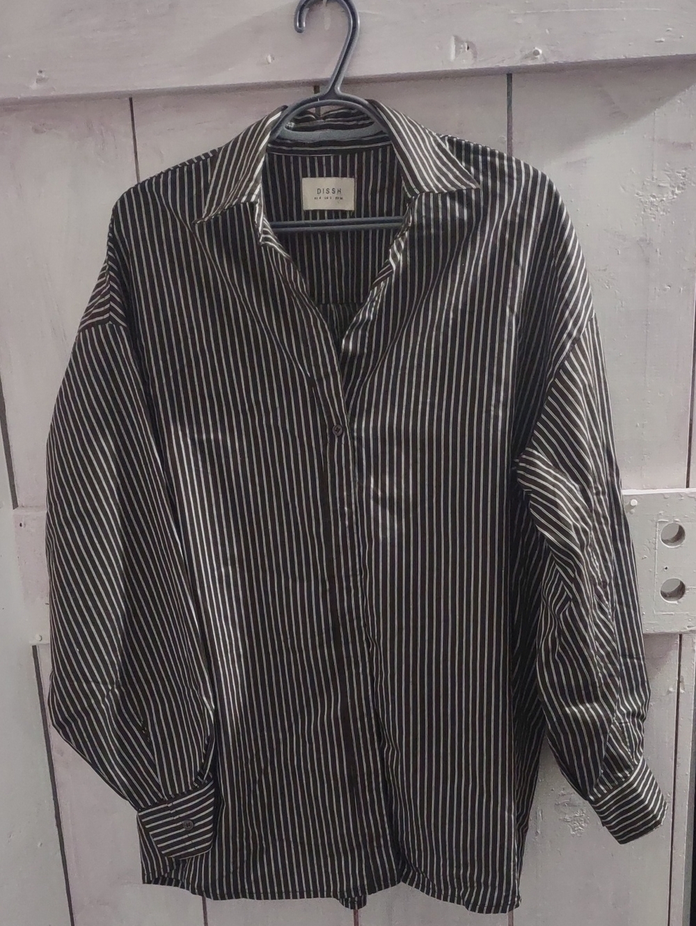 DISSH Bitter Chocolate Shirt with White Pinstripes - Button-Up